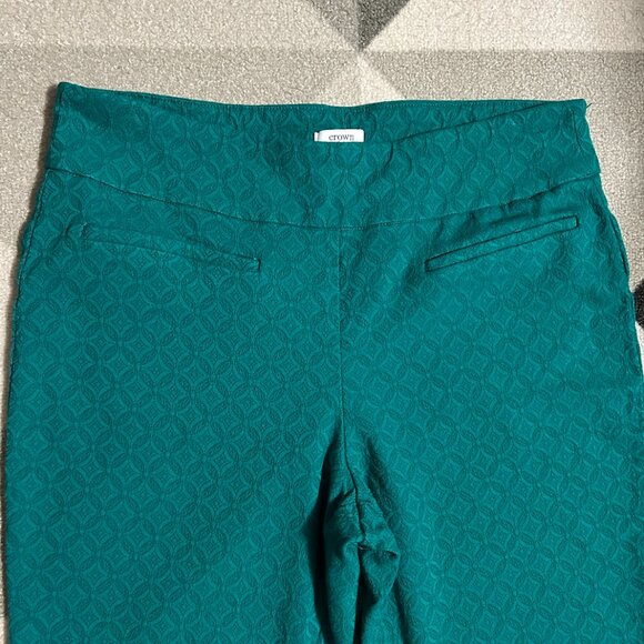 Crown & Ivy Teal Textured Print Pull-on Pants Women's Size 12 - Picture 3 of 9